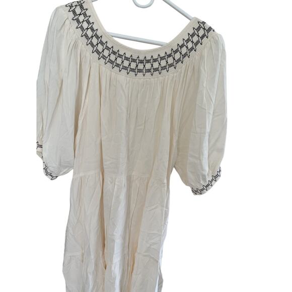 Old Navy Womens XL Cotton Dress Cover Up Embroidered Tiered Lined Peasant Boho - Picture 7 of 7